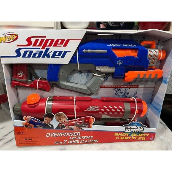 Nerf Super Soaker 2 Pack Water Guns Shot Blast Ratttler NEW Soaker Wars 2010 - Picture 1 of 6